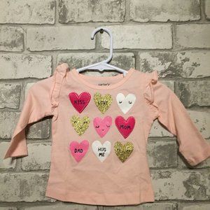 Carter's Baby Girl's Heart Shirt Size 6 Months